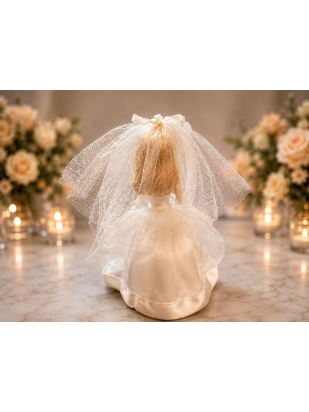 Barbie Blushing Bride Keepsake Ornament 2002 Hallmark Wedding Porcelain Fabric B - Picture 3 of 6